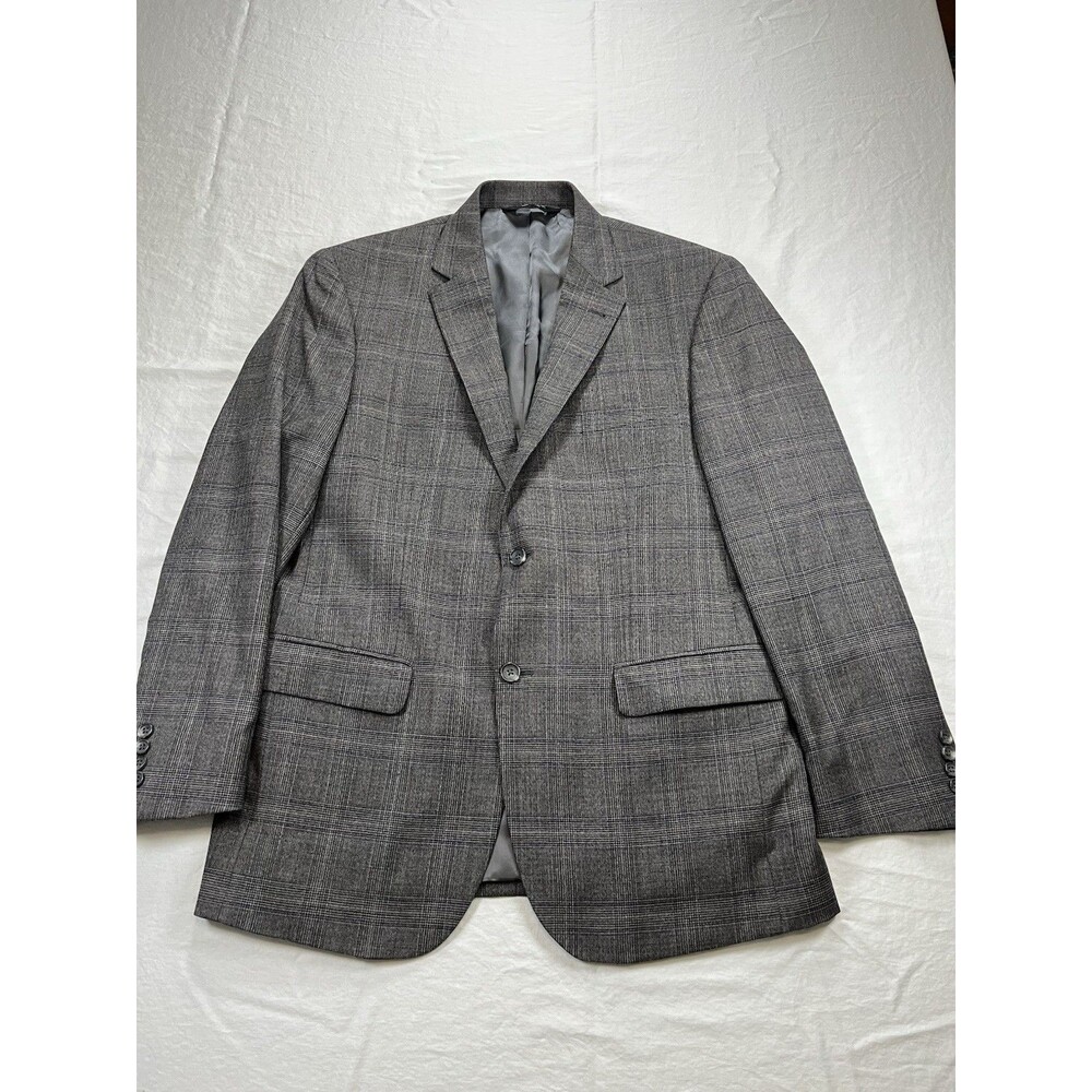 Jos. A. Bank Signature 42R Gray Glen Plaid 100% Wool Blazer Sport Coat Business